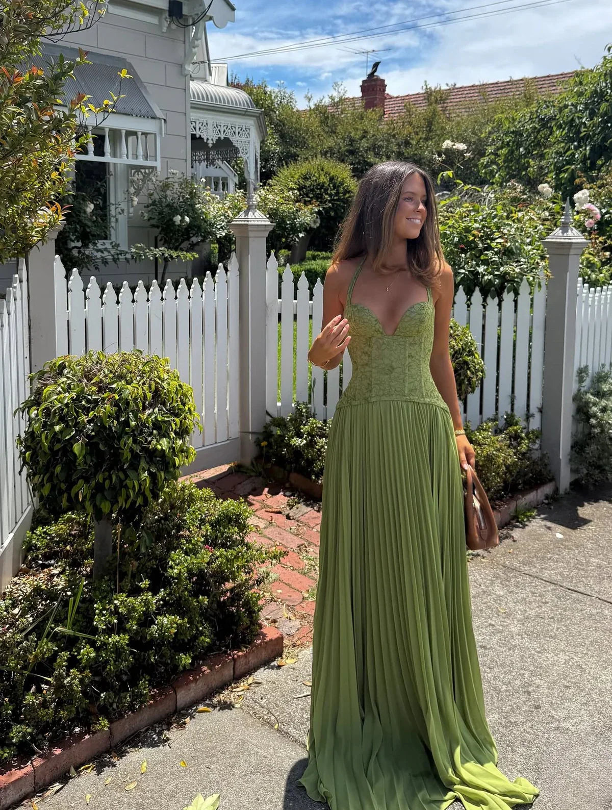 Selmira | Women's maxi dress with pleats and wedding-style halter neck