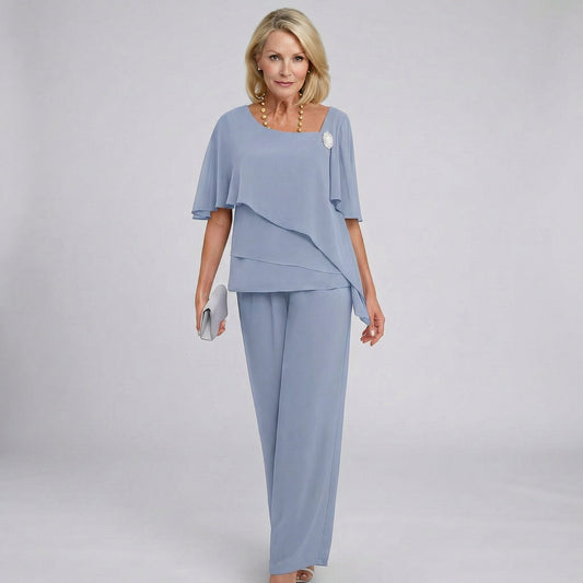 Leonor | Conjunto para mujer con capa y pantalón ancho