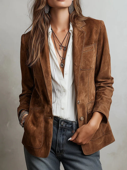 Verónica | Blazer de ante sintético para mujer y corte entallado