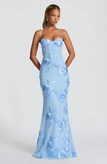 Elora | Women's maxi dress with embroidered flowers in wedding style Ella Marbella Elora | Women's maxi dress with embroidered flowers in wedding style Ella Marbella