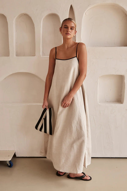 Hortensia | Vestido largo de lino para mujer con tirantes