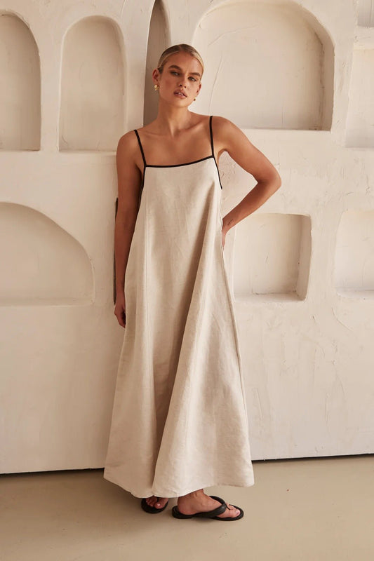 Hortensia | Vestido largo de lino para mujer con tirantes
