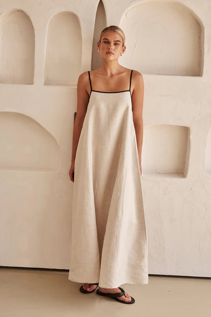 Hortensia | Vestido largo de lino para mujer con tirantes