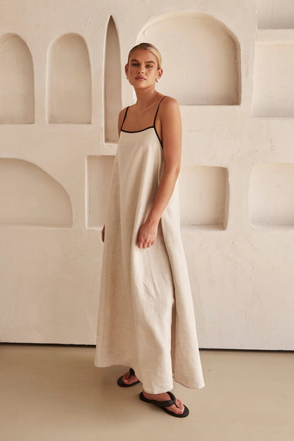 Hortensia | Vestido largo de lino para mujer con tirantes
