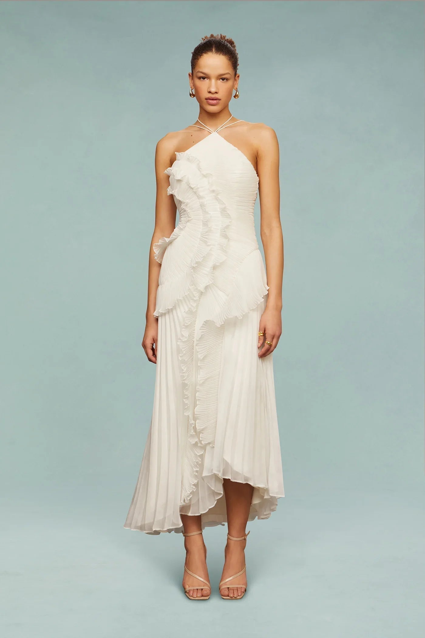elvira maxi dress Elvira Pleated Satin Halter Maxi Dress | Made-To-Order